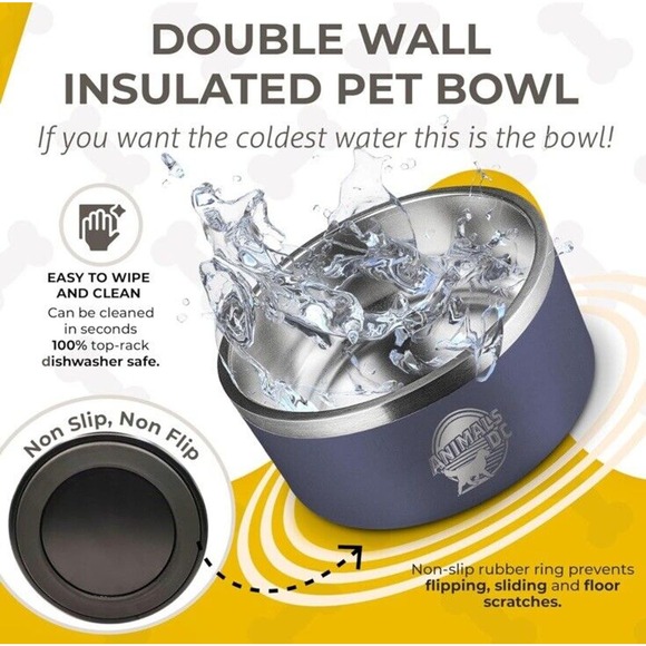 COPY - 100 OZ EXTRA LARGE DOUBLE WALL INSULATED DOG WATER BOWL STAINLESS STEEL … - Picture 2 of 5